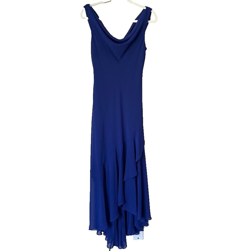 Alex Evenings Deep Purple Size 6 Sleeveless Cowl‎ Neck Cascading Ruffle Dress